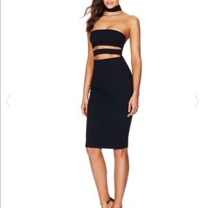 Nookie Black Strapless Cutout Bodycon Dress